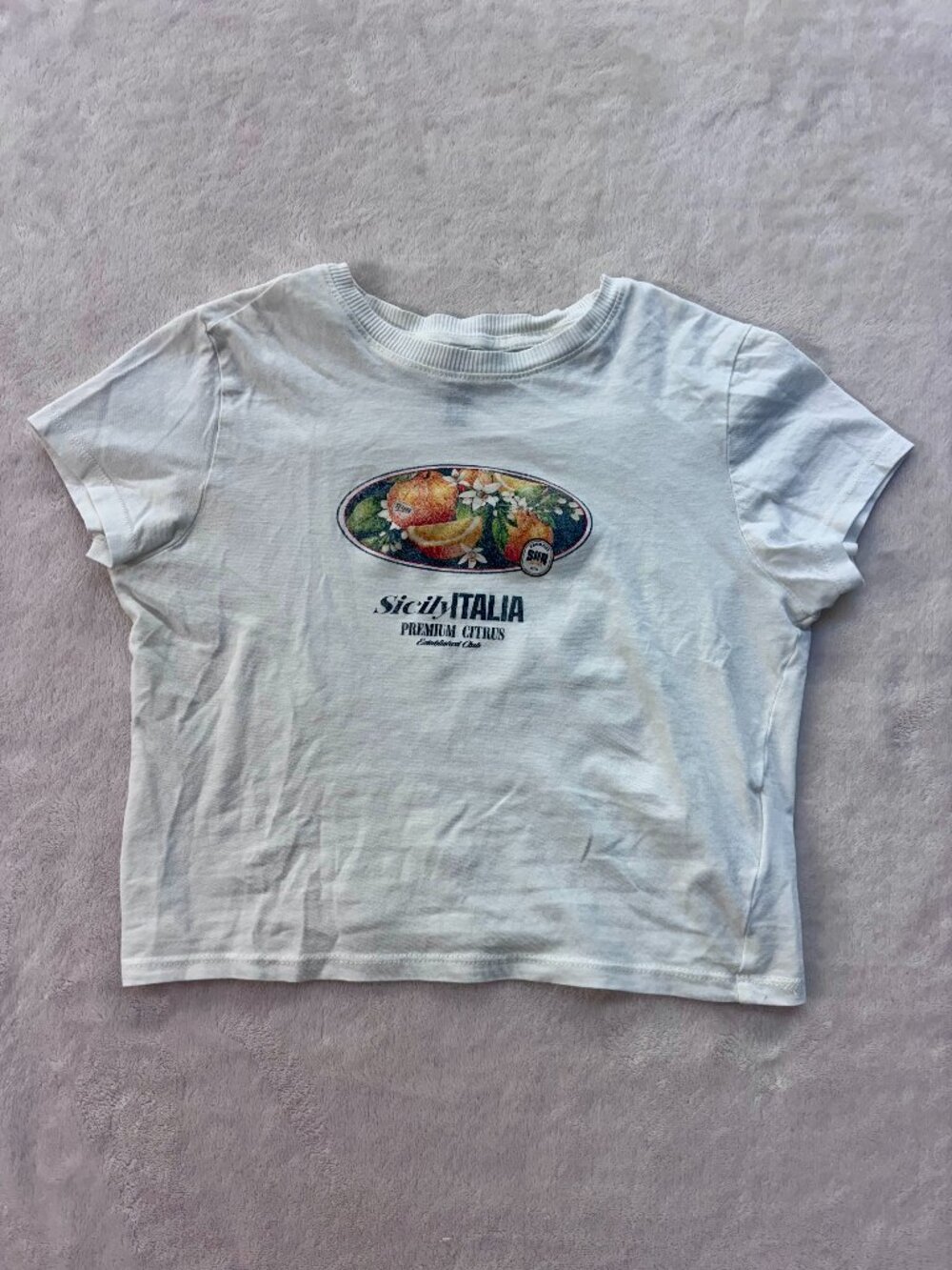 H&M White Sicily Italy Baby Tee --- Size XS --- Excellent Condition!!
